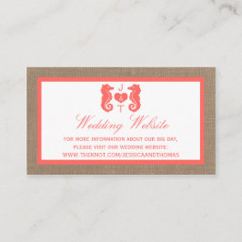 Die Coral Seepferd Burlap Beach Wedding Collection Begleitkarte