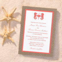 Die Coral Seepferd Burlap Beach Wedding Collection