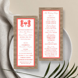 Die Coral Seepferd Burlap Beach Wedding Collection Programm