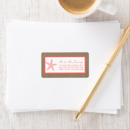 Die Coral Starfish Burlap Beach Wedding Collection Adressaufkleber