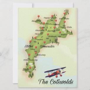Die Cotswolds Vintage Karte