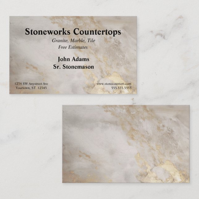 Die Countertops aus braunem grauem Marmor Visitenkarte (Vorne/Hinten)