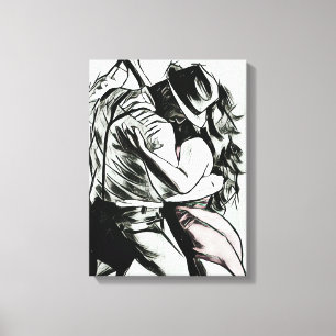 Die Couple Dancing, Schwarz-Weiß-Leinwand, Leinwanddruck