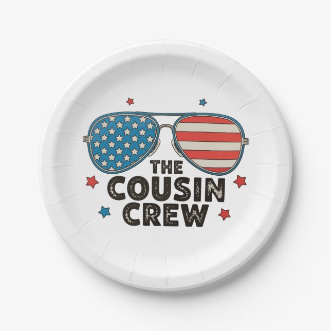 Die Cousin Crew 250. Jubiläum 4. Juli Pappteller (Vorderseite)