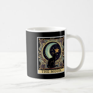Die Cresent-Mond-Tarotkarte Vintage Schwarze Katze Kaffeetasse