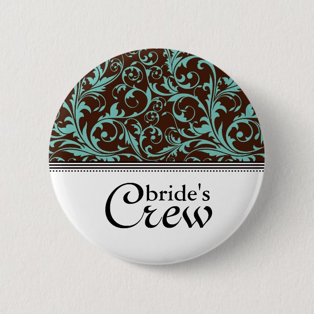 Die Crew-Knopf der blaues Brown-Strudel-Braut Button (Vorderseite)