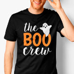 Die Crew Orange Halloween T-Shirt<br><div class="desc">Moderne, auf Halloween Shirt abgestimmte Gestaltung mit dem Text "The Boo Crew" in orangefarbenen und weißen Buchstaben mit einem kleinen Geisterakzent. Bestellen Sie für jedes Mitglied Ihrer Crew.</div>