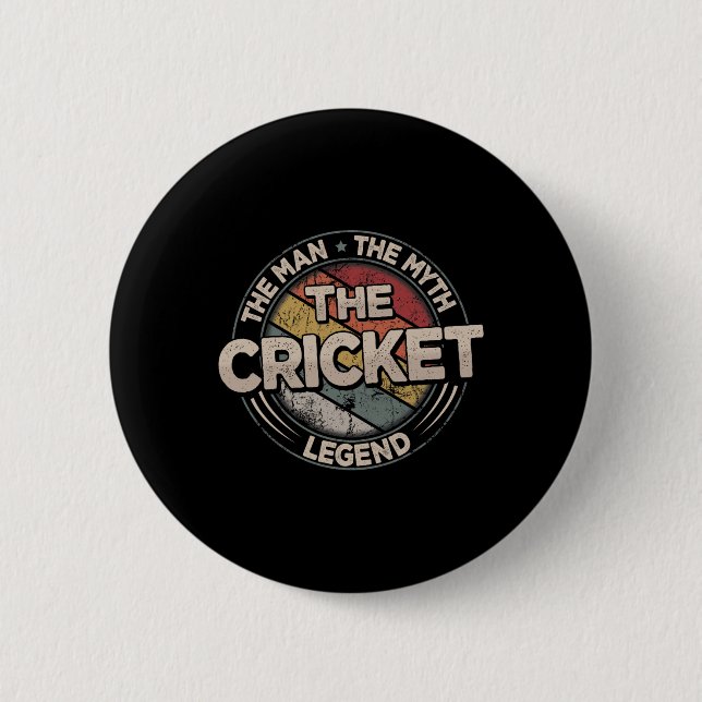 Die Cricket-Legende Retro-Cricketspieler Männer-Cr Button (Vorderseite)
