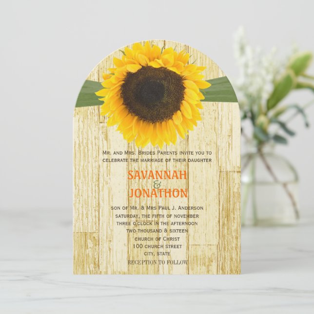 Die Cut Barre Faire-part de mariage de tournesol e (Debout devant)