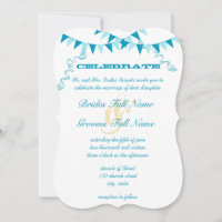Die Cut Blue Bunting Pennant Wedding Einladungen