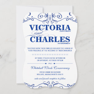 Die Cut Moderne Vintage Typografie Royal Blue Einladung