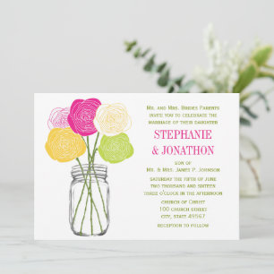 Die Cut Ranunculus Rose Limon Pink Yellow Mason Ja Einladung
