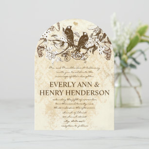 Die Cut Rustic Cherry Blossom Love Birds Wedding Einladung