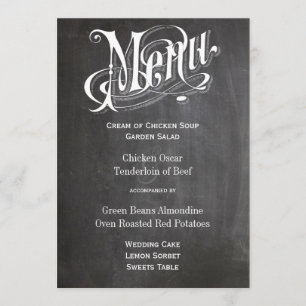Die Cut Rustic Vintage Chalkboard Mariage Menu