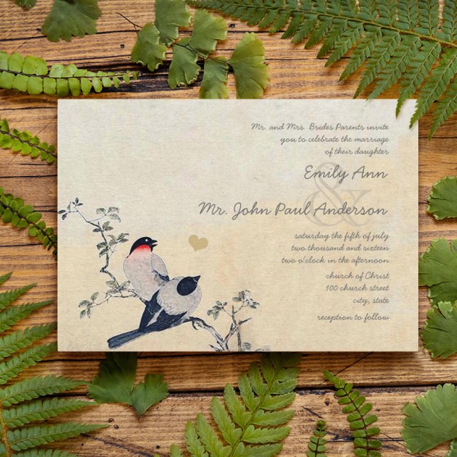 Die Cut Vintag Cherry Blossom Chickadee Wedding Einladung (Von Creator hochgeladen)