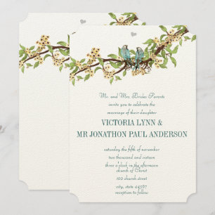 Die Cut Yellow Aquamarin Aqua Blue Bird Wedites Einladung