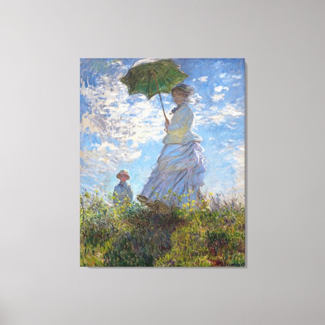 Die Dame mit Sonnenschirm von Claude Monet Leinwanddruck (Vorderseite)