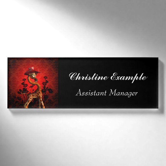 Die Dame, niedliche Giraffe Namenschild (Vorderseite)