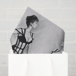 Die Dame Sexy Frau Schwarzes Kleid Porträt Kunst Seidenpapier