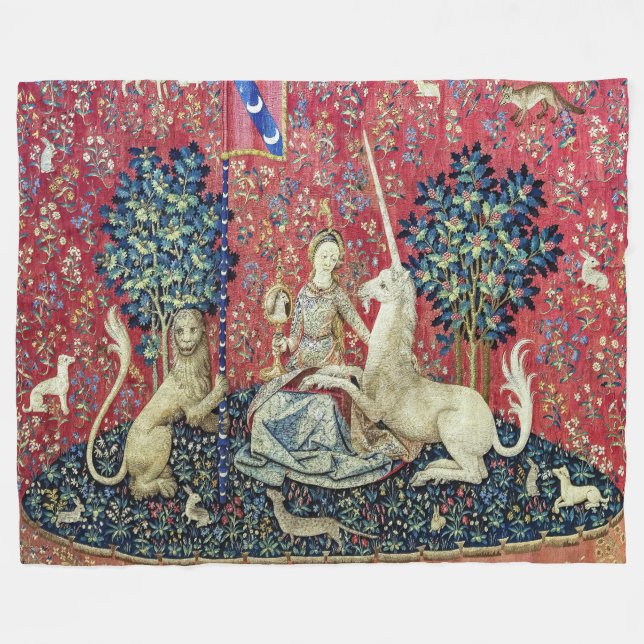 Die Dame und das Einhorn, die Augen Fleecedecke (Vorderseite (Horizontal))