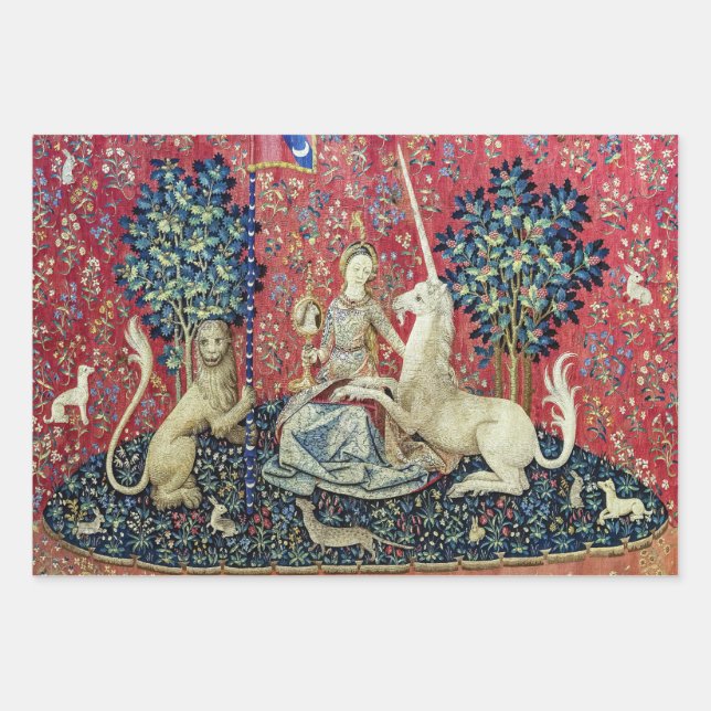 Die Dame und das Einhorn, die Augen Geschenkpapier Set (Vorderseite)