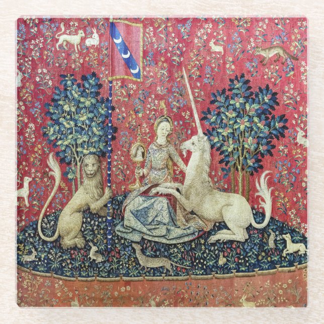 Die Dame und das Einhorn, die Augen Glasuntersetzer (Vorderseite)