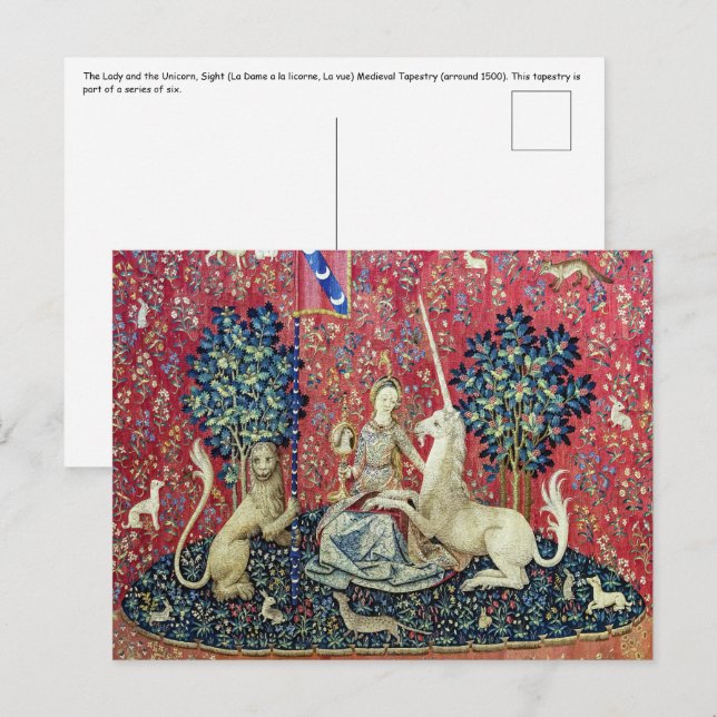 Die Dame und das Einhorn, die Augen Postkarte (Vorne/Hinten)
