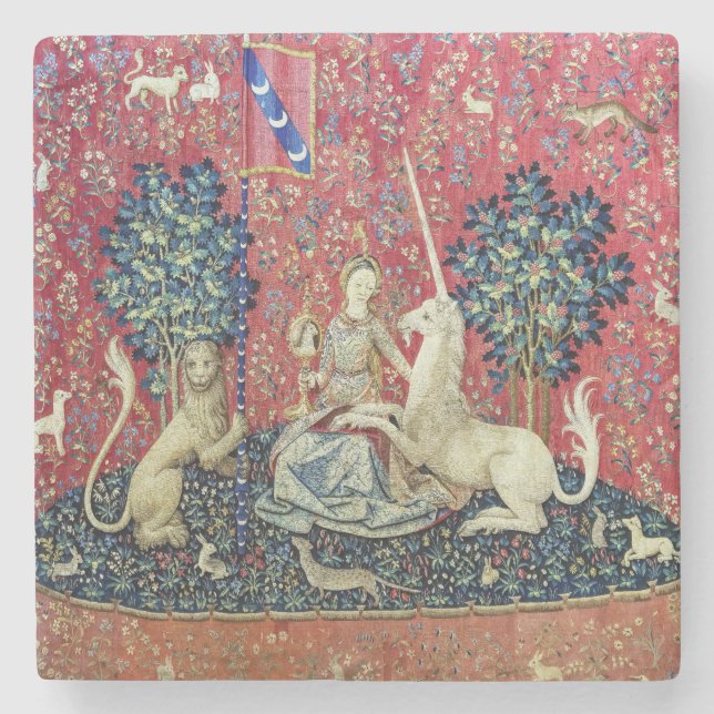 Die Dame und das Einhorn, die Augen Steinuntersetzer (Vorderseite)