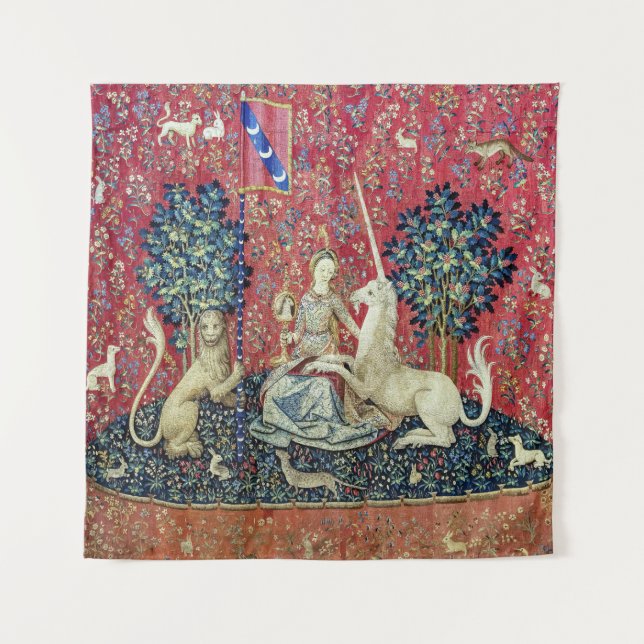 Die Dame und das Einhorn, die Augen Wandteppich (Vorderseite)