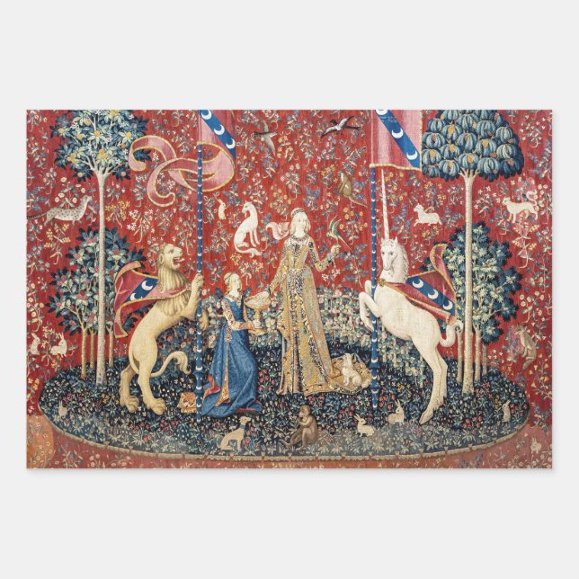 Die Dame und das Einhorn, Geschmack Geschenkpapier Set (Vorderseite)