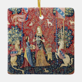 Die Dame und das Einhorn, riechen Keramikornament