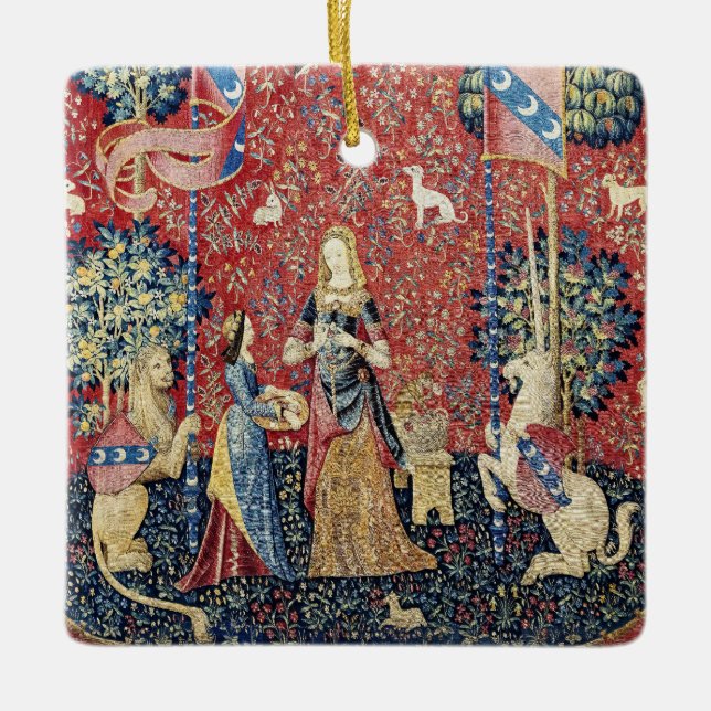 Die Dame und das Einhorn, riechen Keramikornament (Vorderseite)