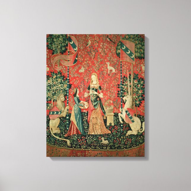 Die Dame und das Einhorn: "Riechen" Leinwanddruck (Vorderseite)