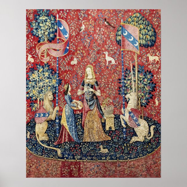Die Dame und das Einhorn, riechen Poster (Vorne)
