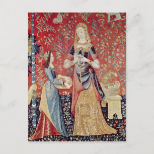 Die Dame und das Einhorn: "Riechen" Postkarte