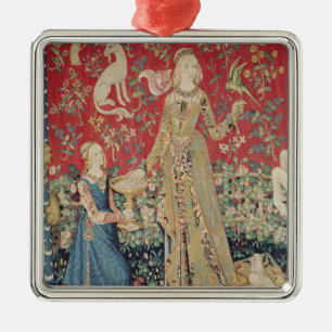 Die Dame und das Einhorn: 'Taste Ornament Aus Metall