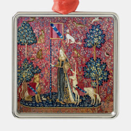 Die Dame und das Einhorn, Touch Ornament Aus Metall