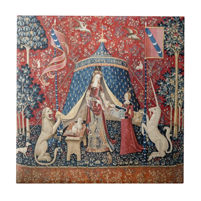 Die Dame und das Einhorn, zu meinem einzigen Wunsc Fliese (Vorderseite)