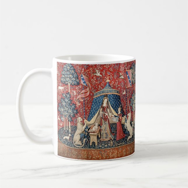 Die Dame und das Einhorn, zu meinem einzigen Wunsc Kaffeetasse (Links)