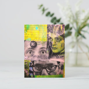 Die Dame und die Ärzte Mixed Media Collage Postkarte
