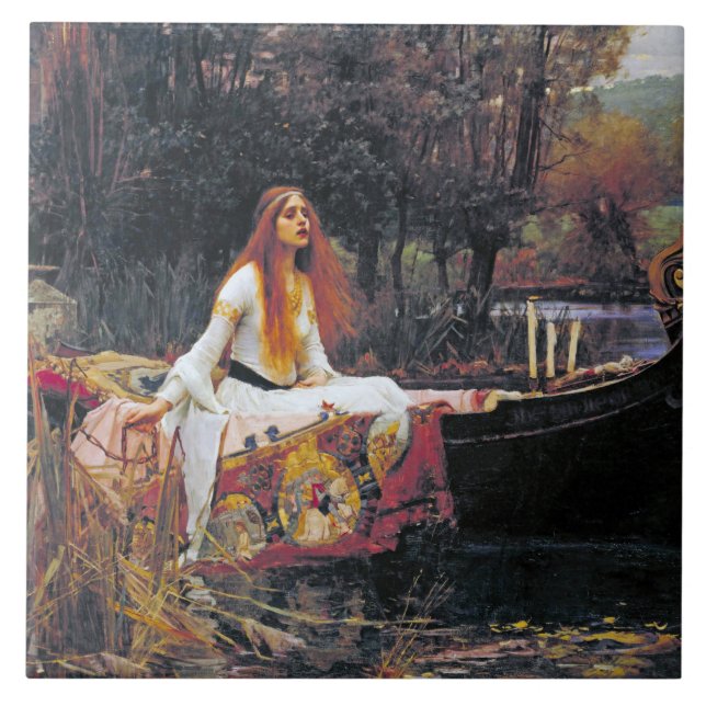 Die Dame von Shalott, John William Waterhouse Fliese (Vorderseite)