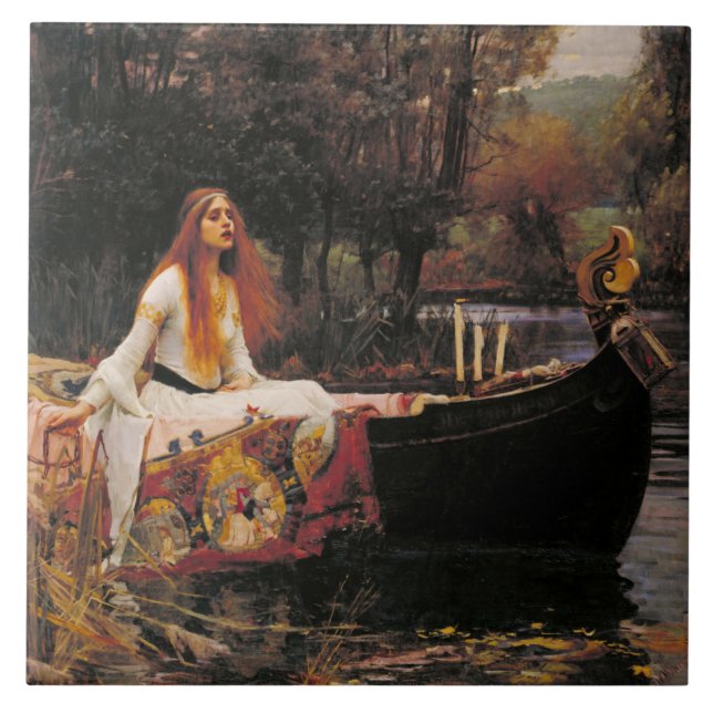 Die Dame von Shalott (mittelalterliche Schönheit) Fliese (Vorderseite)