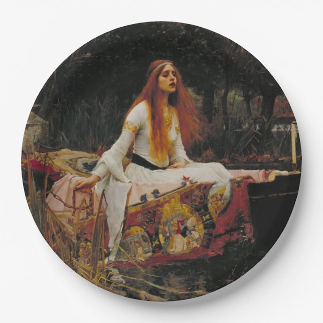 Die Dame von Shalott Pappteller (Vorderseite)