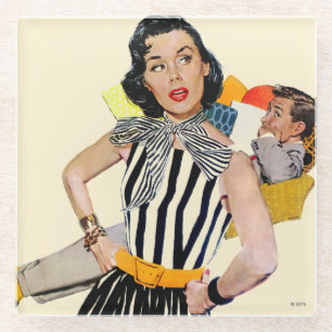 Die Dame wurde isoliert Glasuntersetzer