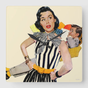 Die Dame wurde isoliert Quadratische Wanduhr