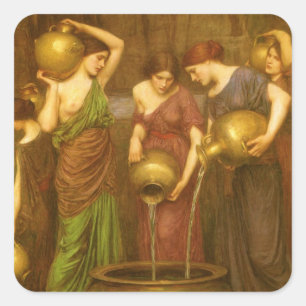 Die Danaiden von John William Waterhouse Quadratischer Aufkleber