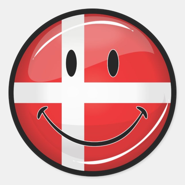 Die dänische Flagge lächeln Runder Aufkleber (Vorderseite)