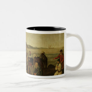 Die Debatte über dem goldenen Taktstock Zweifarbige Tasse