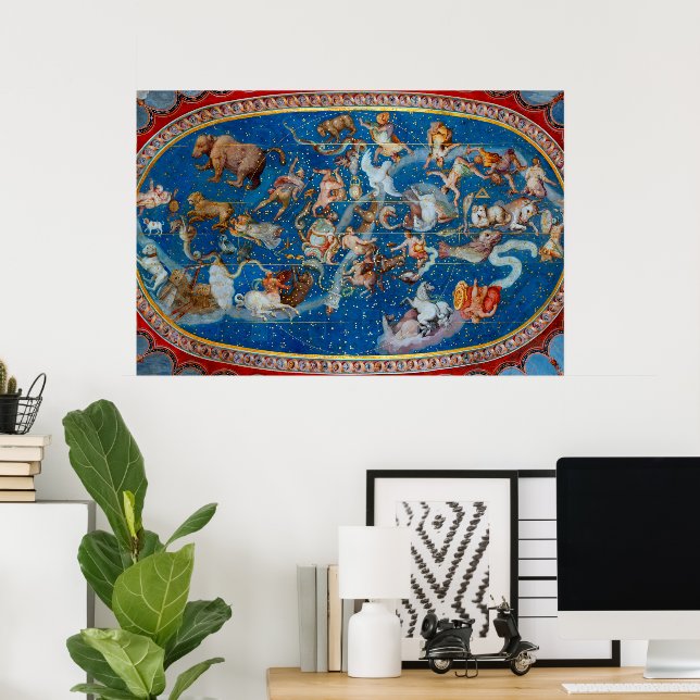 Die Decke des Sala Bologna, Himmelskarte Poster (Heimbüro)