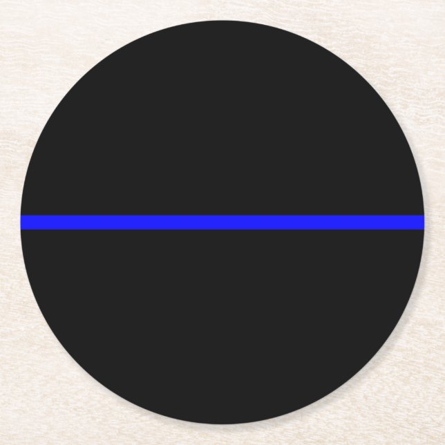 Die Dekoration der symbolträchtigen Thin Blue Line Runder Pappuntersetzer (Vorderseite)